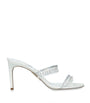 René Caovilla White Embellished Chandelier Mules 80