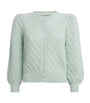 Alice+Olivia White Cashmere Puff-Sleeve Doris Cardigan