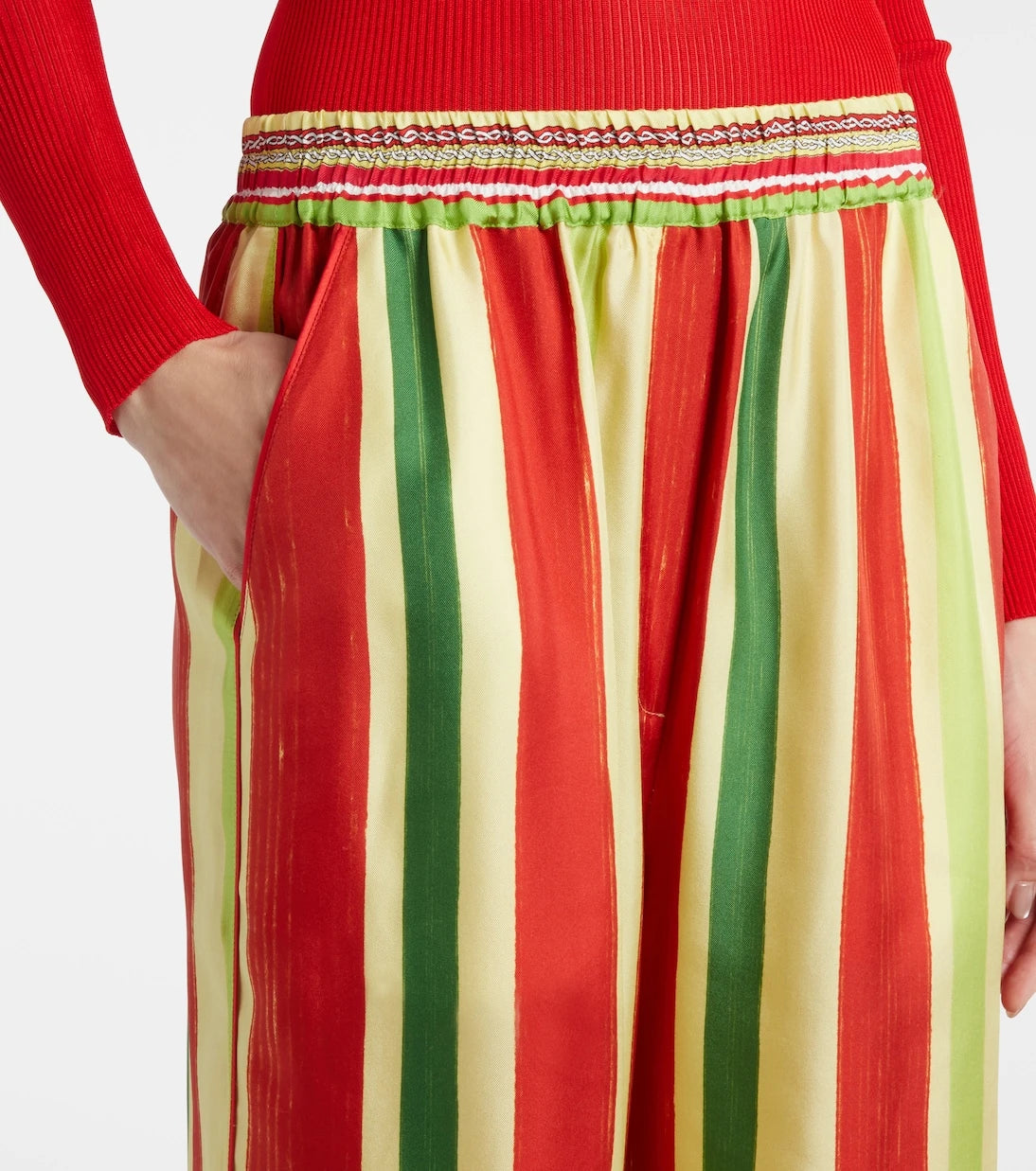 Dolce&Gabbana - High-rise striped silk palazzo pants