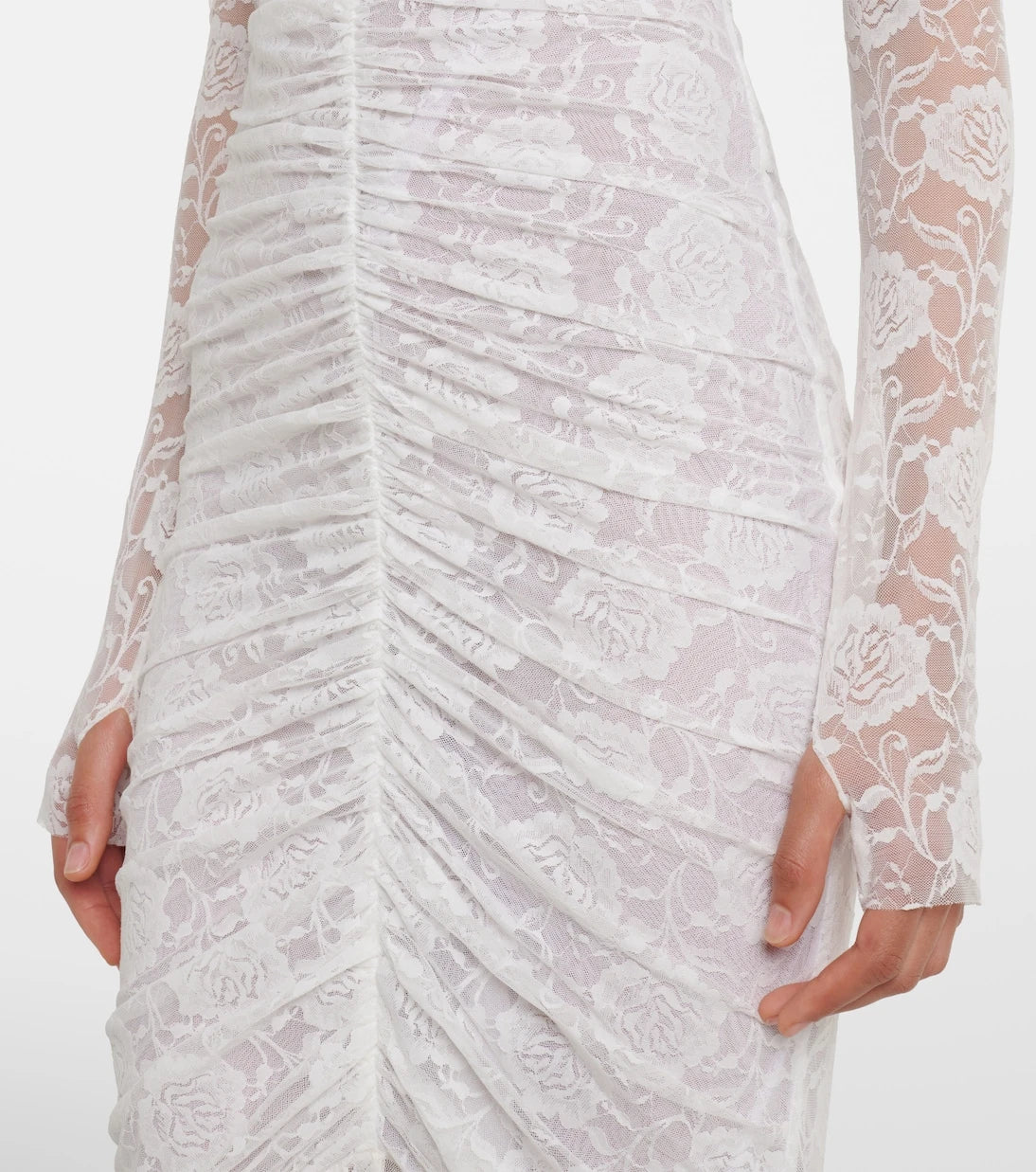 Norma Kamali - Fishtail ruched lace gown