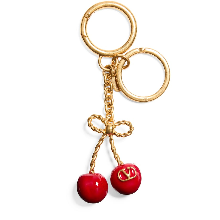 Valentino Garavani Gold VLogo Cherry Keychain