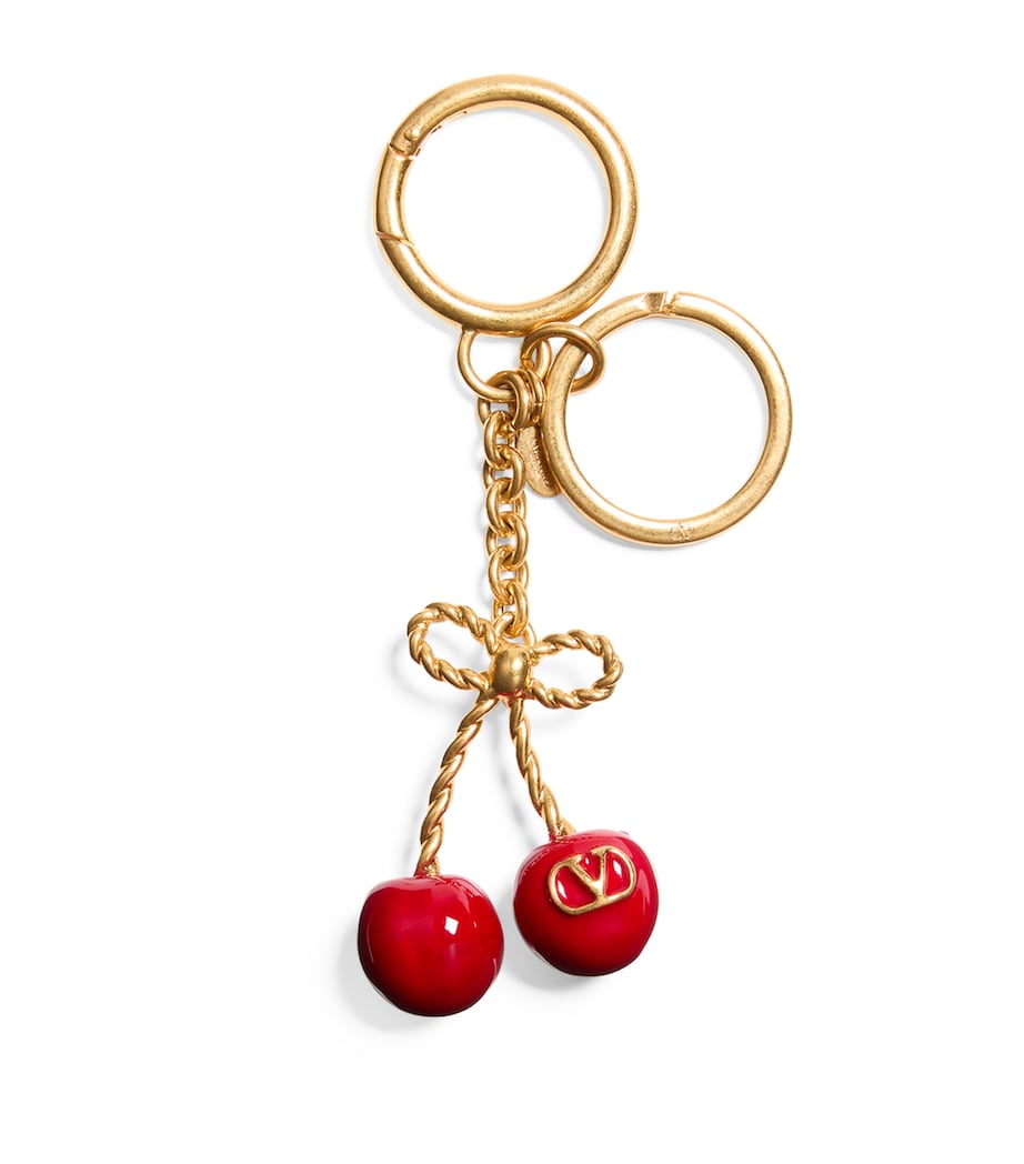 Valentino Garavani Gold VLogo Cherry Keychain