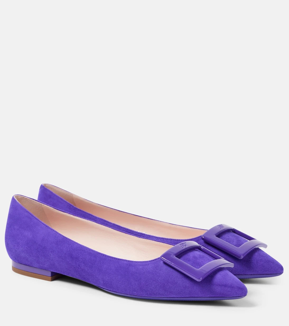 Roger Vivier - حذاء باليه غوميتين من جلد الشمواه