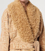 Faux Fur-Trim Monogram Dressing Gown