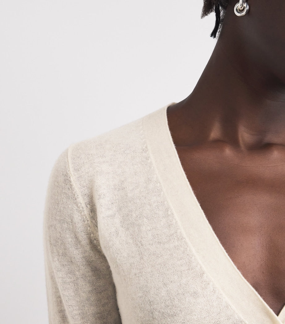 Beige Cashmere Sheer Cardigan