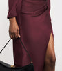 Self-Portrait Red Satin Draped Midi Dress