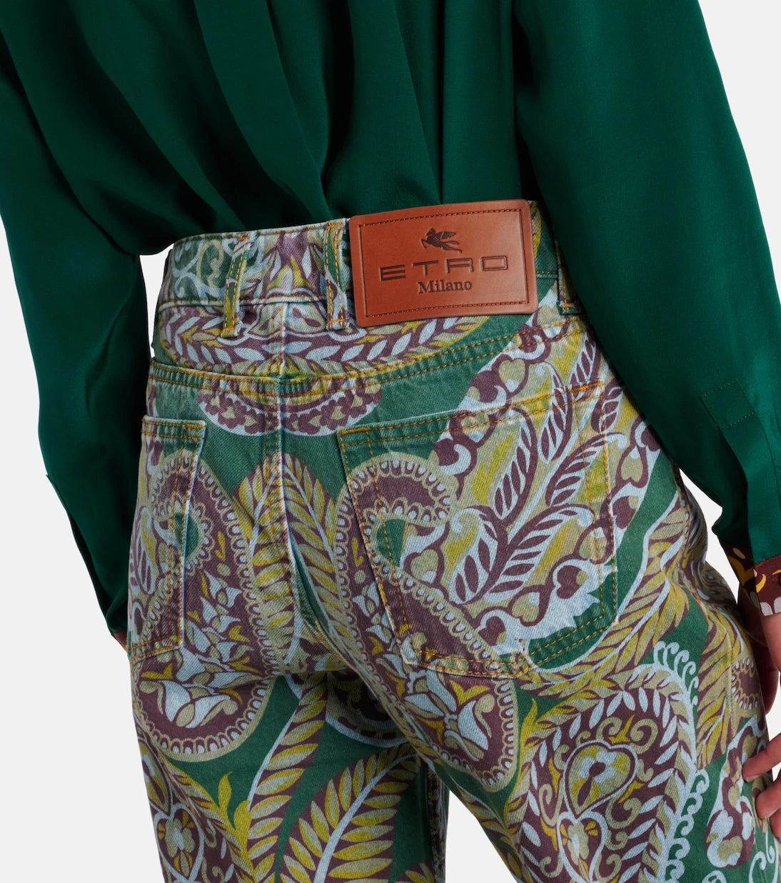 Etro - Paisley high-rise bootcut jeans