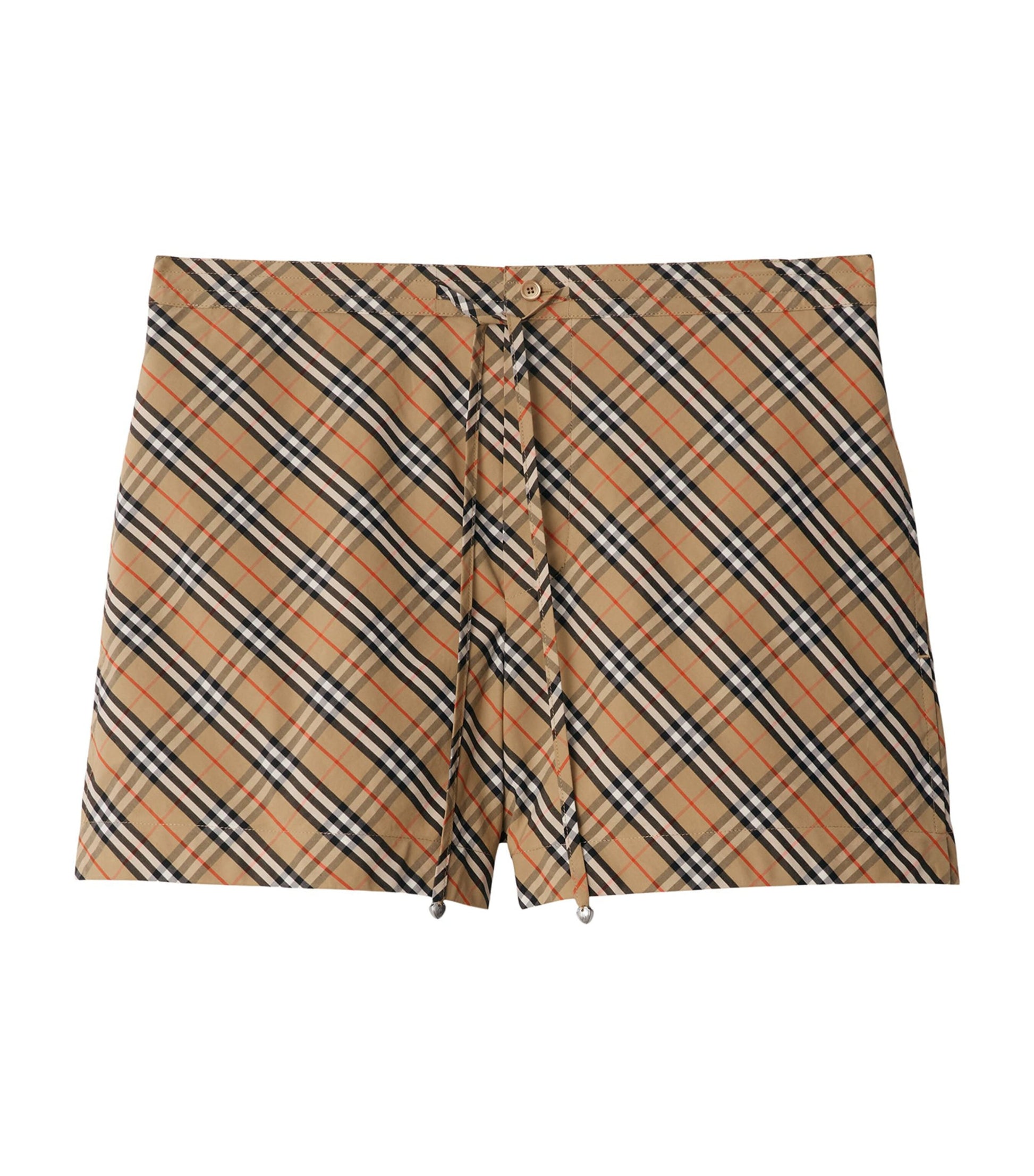 Beige Cotton Check Pyjama Shorts
