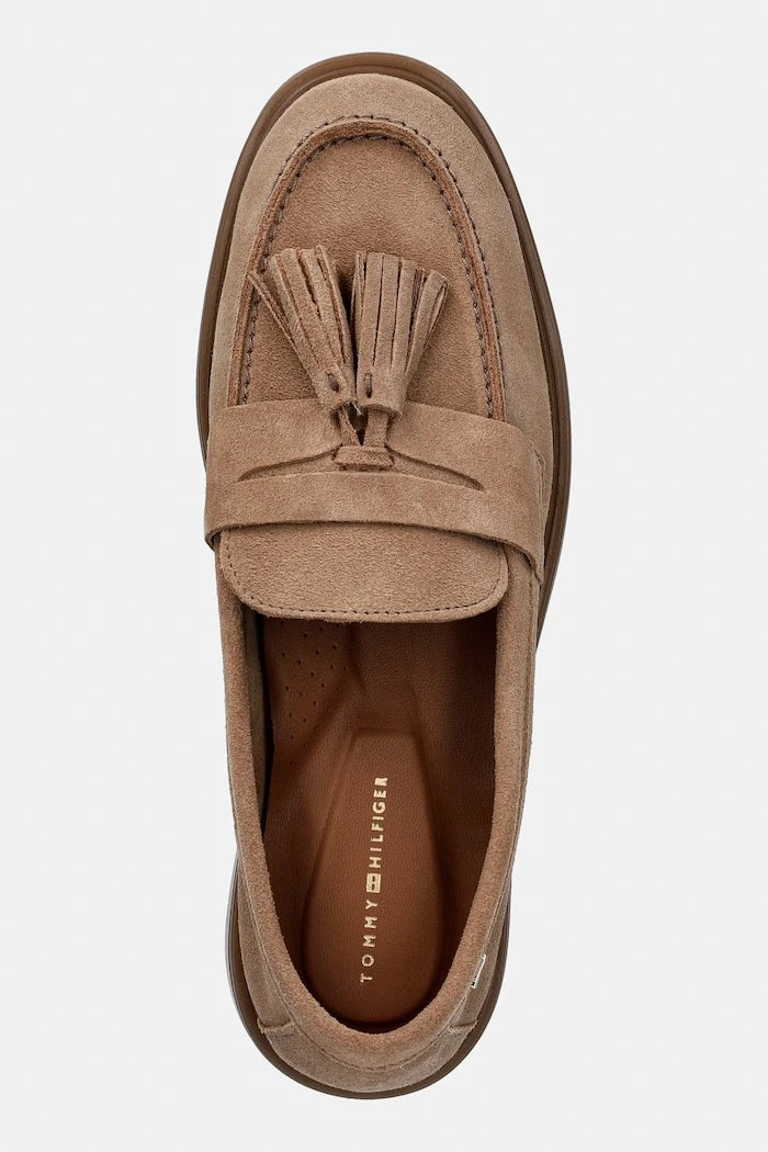 Tommy Hilfiger kadın süet mokasen LIGHT SUEDE TASSEL LOAFER