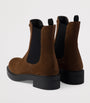 Prada Brown Suede Triangle Chelsea Boots