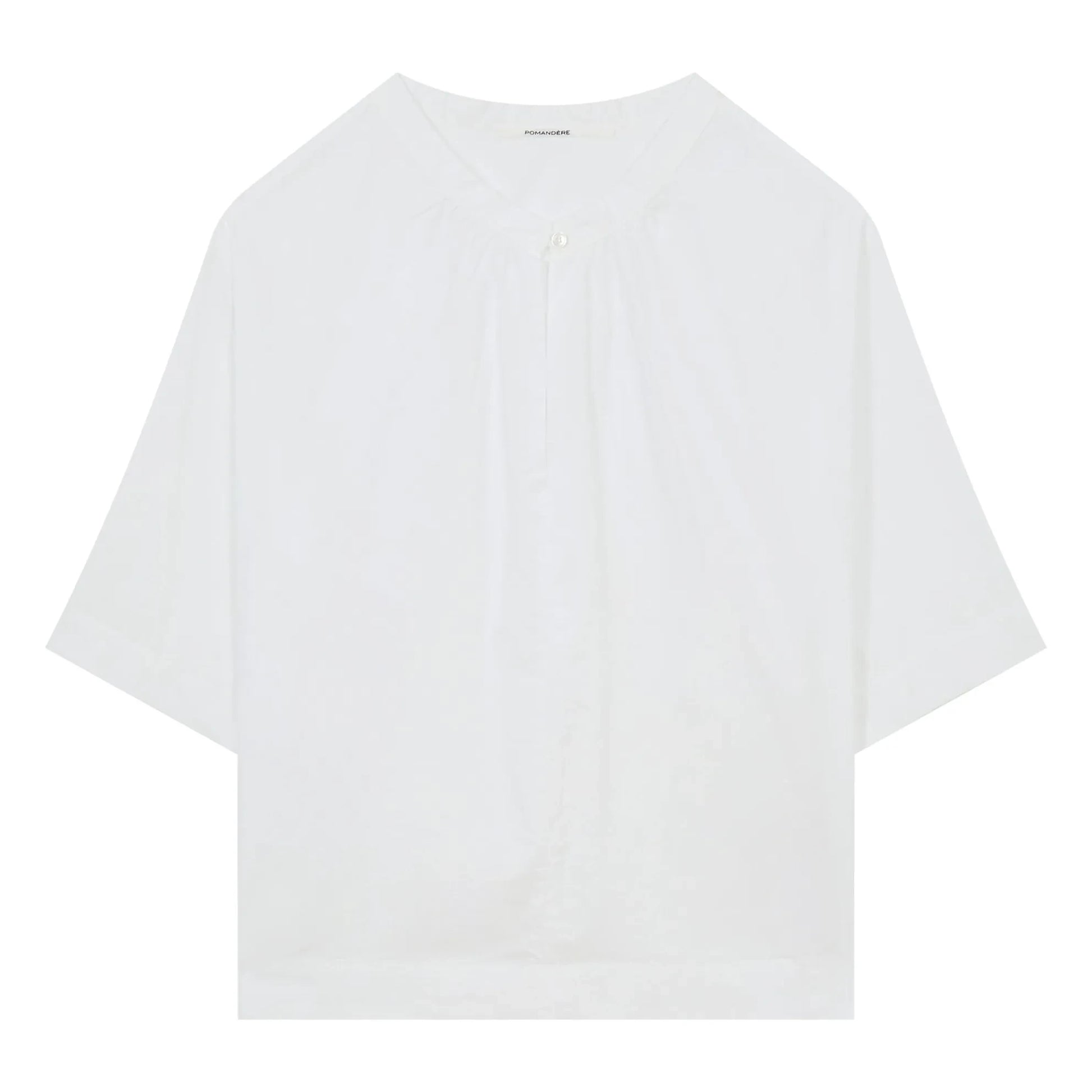 Pomandère - Cotton Poplin Short Sleeve Blouse | White