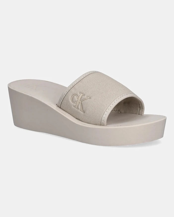 Calvin Klein Jeans BEACH WEDGE SLIDE CANVAS Terlik