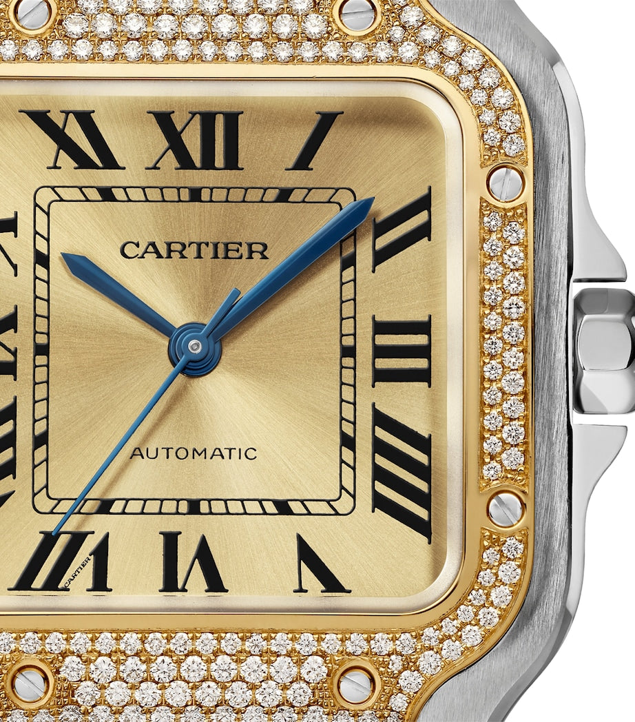 Stainless Steel and Diamond Santos de Cartier Watch 41.9mm