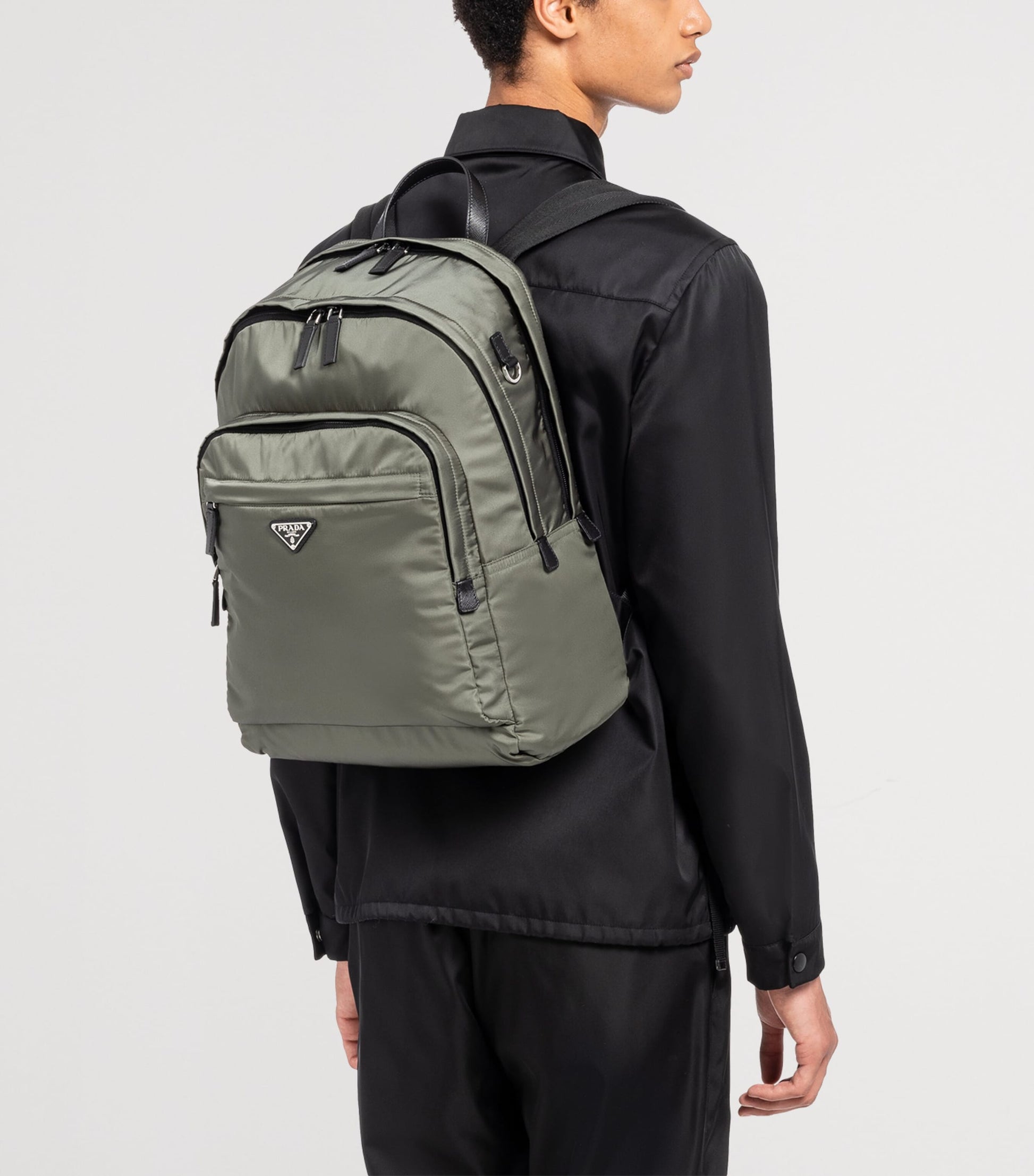 Re-Nylon and Saffiano Leather Backpack