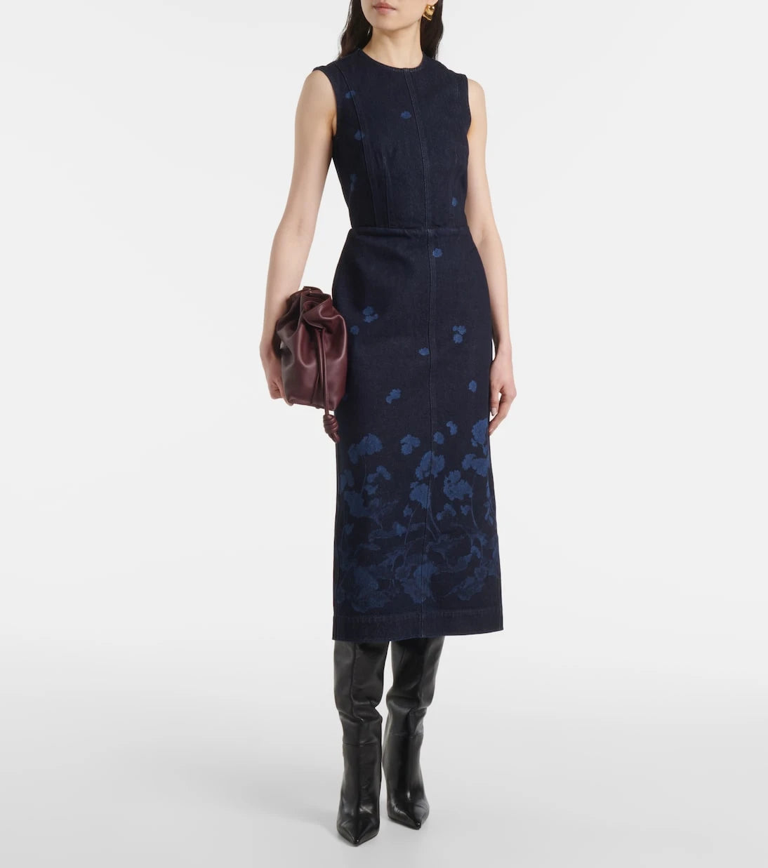 Erdem - Floral denim midi dress
