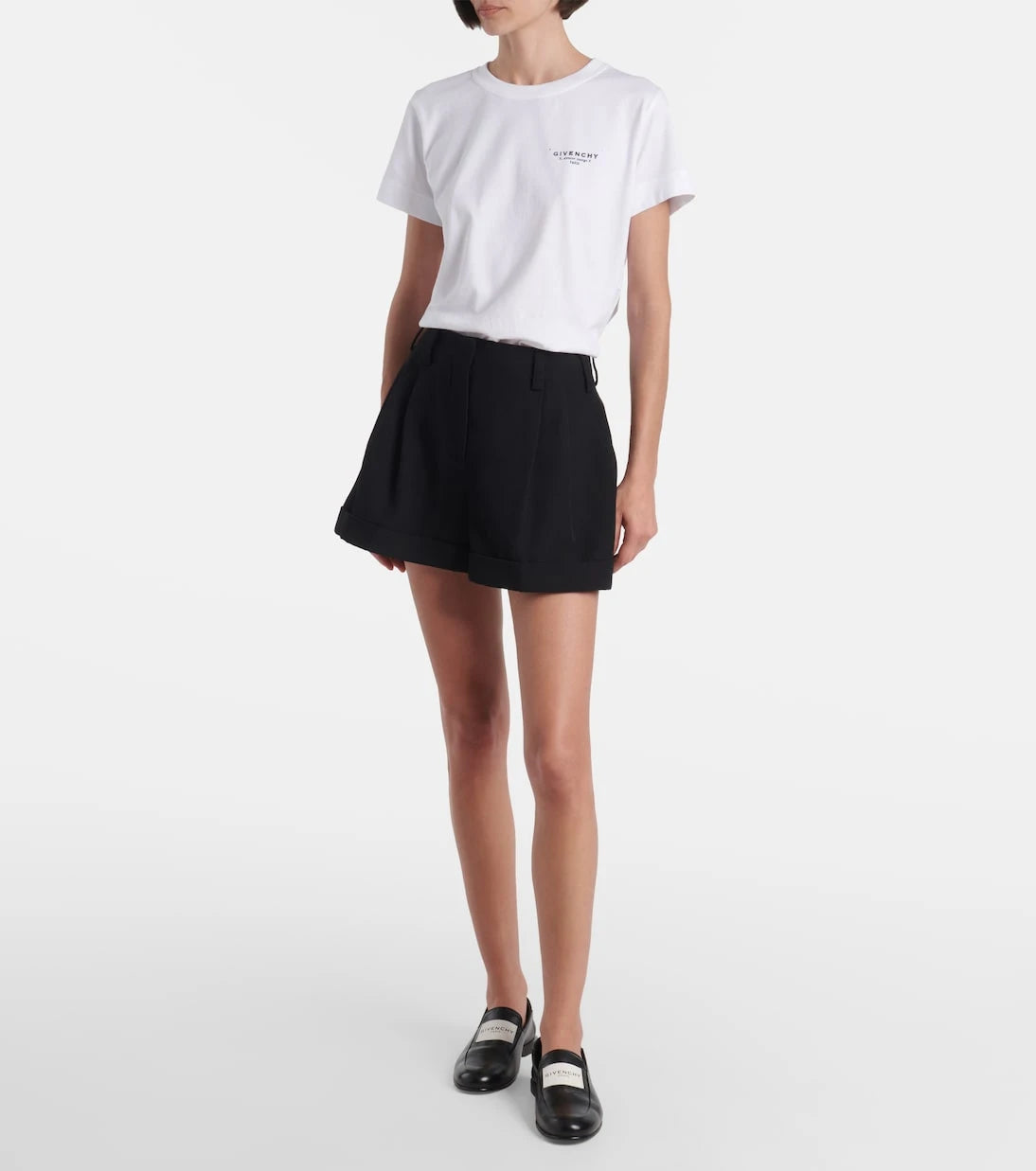 Givenchy - Pleated wool grain de poudre shorts