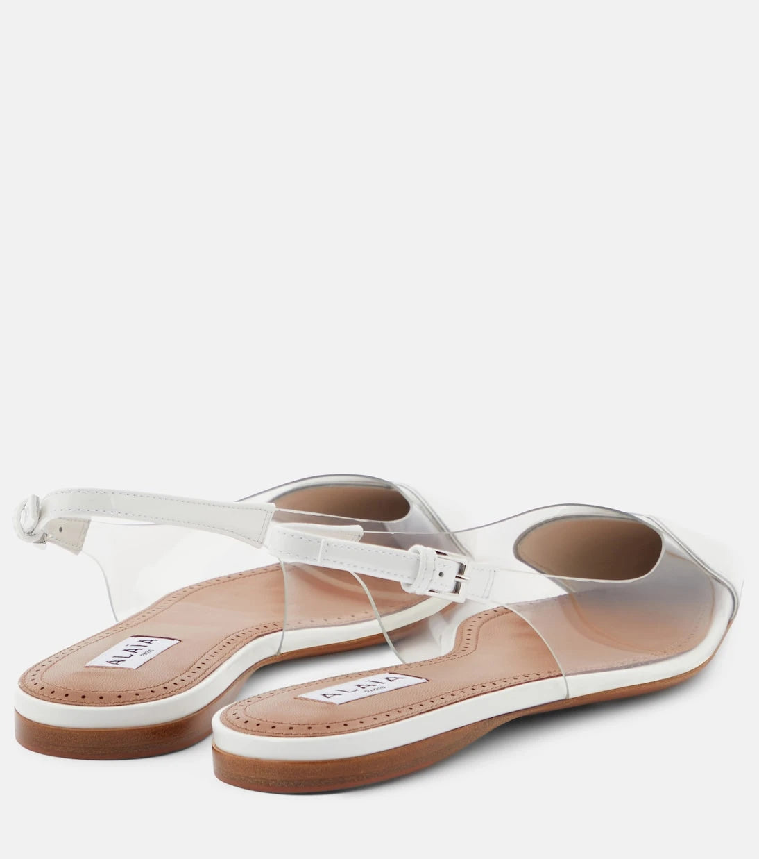 Alaïa - Le Cœur patent leather and PU slingback flats