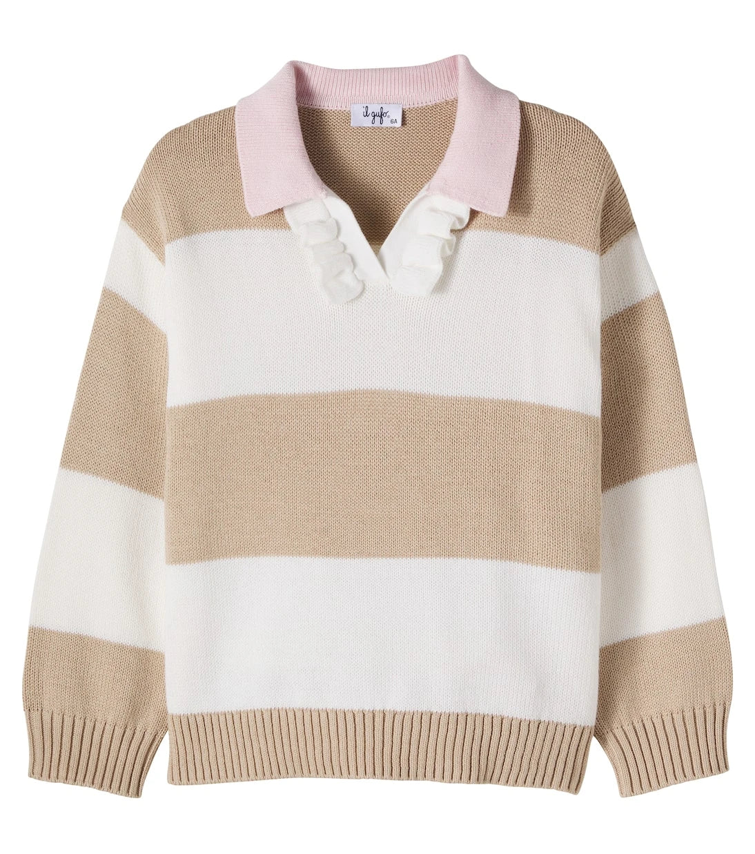 Il Gufo - Striped cotton polo sweater