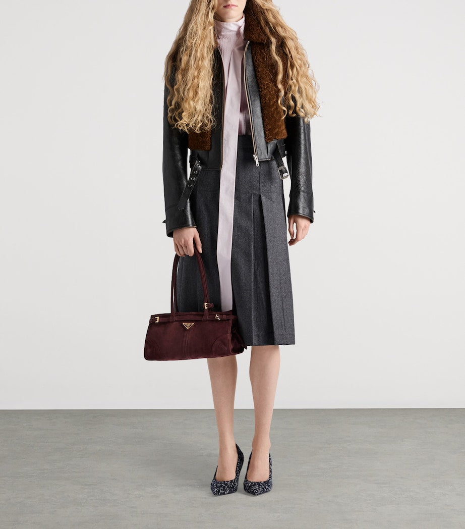 Prada Black Leather-Shearling Jacket