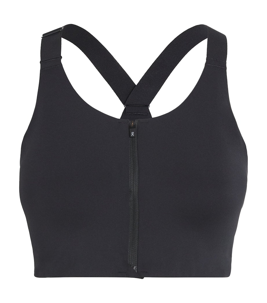 On Black Endurance Zip-Up Bra