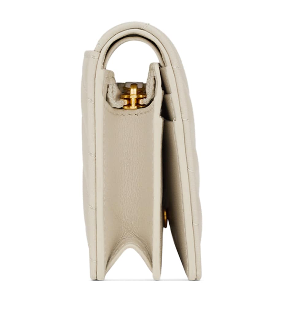 Saint Laurent White Quilted Leather Monogram Wallet