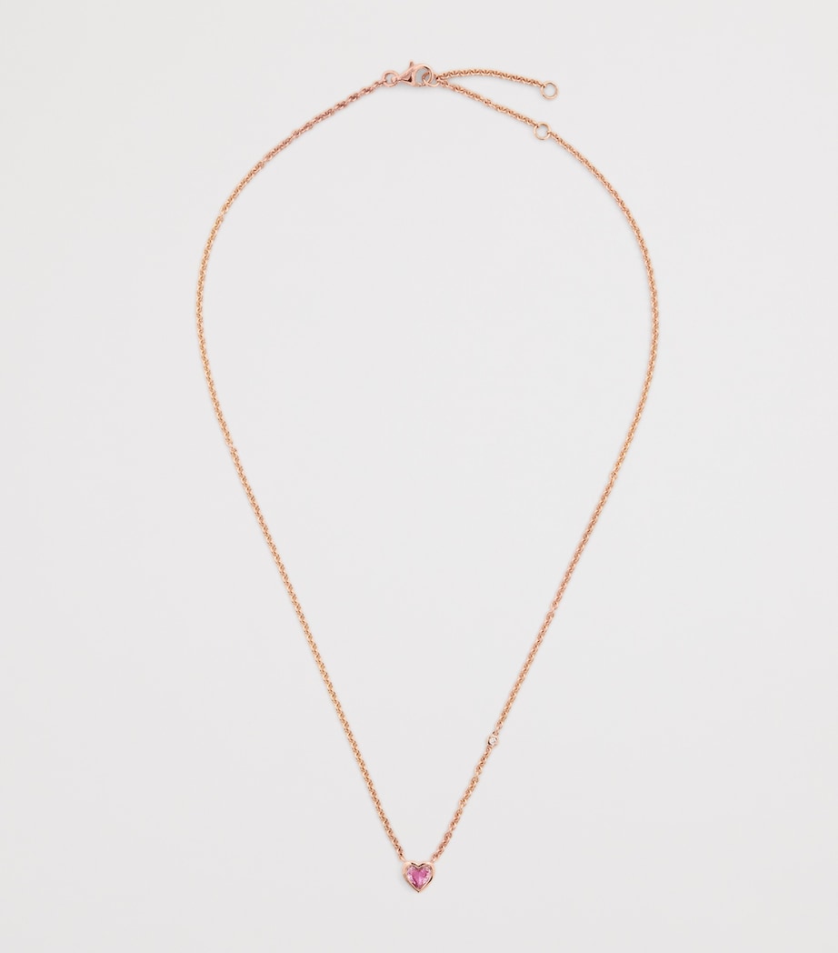 Rose Gold, Sapphire and Diamond Heart Necklace