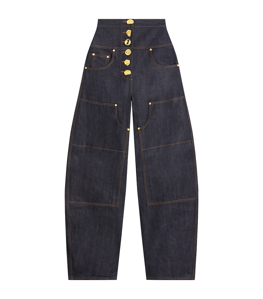 Schiaparelli Blue Wide-Leg Denim Trousers
