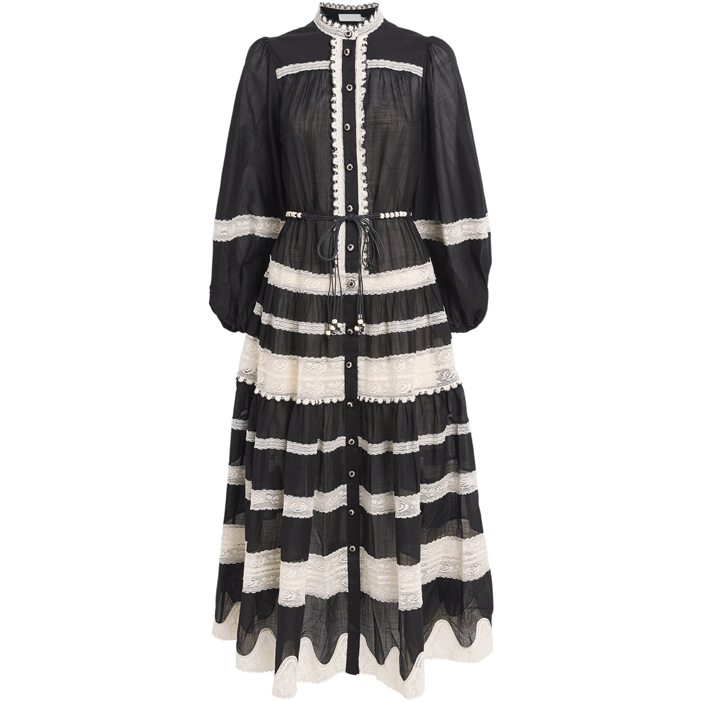 Cotton Lace-Insert Rhiannon Midi Dress