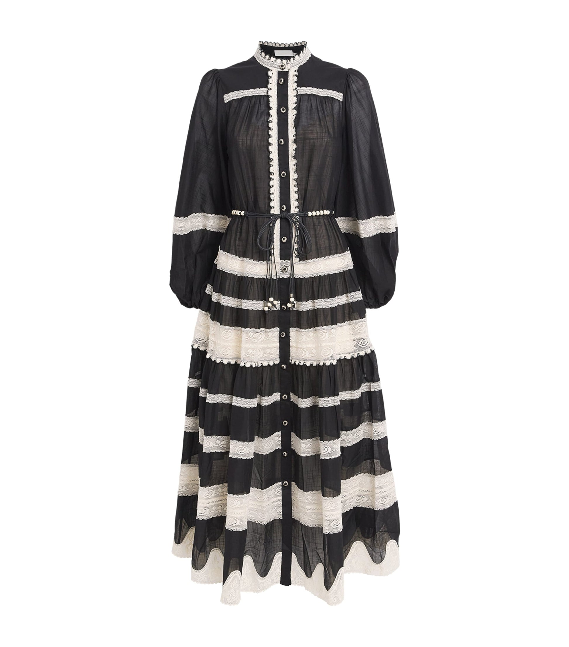 Cotton Lace-Insert Rhiannon Midi Dress