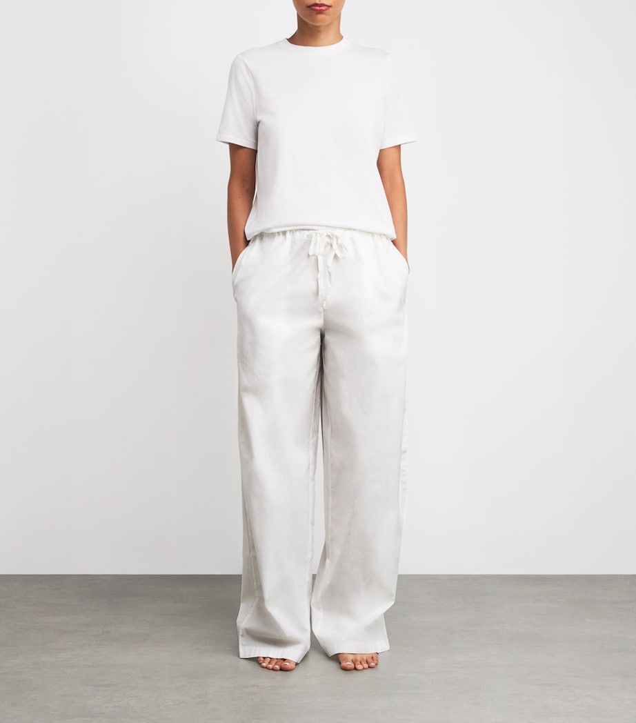 Cotton Poplin Wide-Leg Trousers
