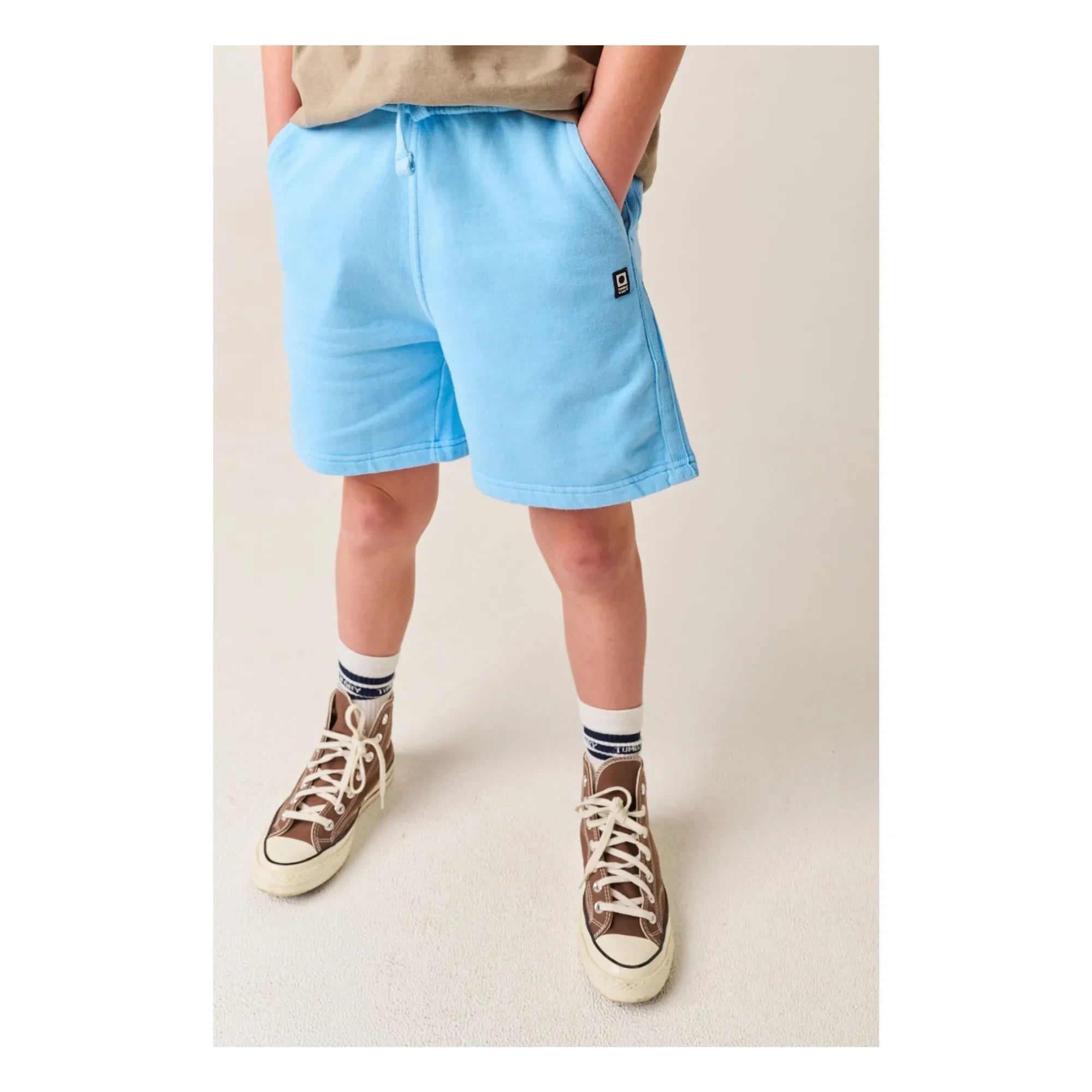 Tumble N'Dry - Big Wave Organic Cotton Jogger Shorts | Light blue
