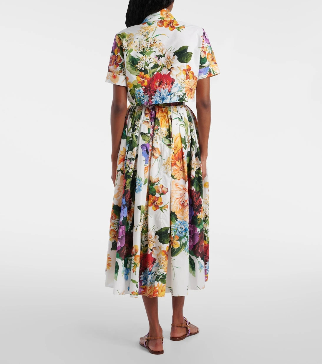 Dolce&Gabbana - Floral gathered cotton midi skirt