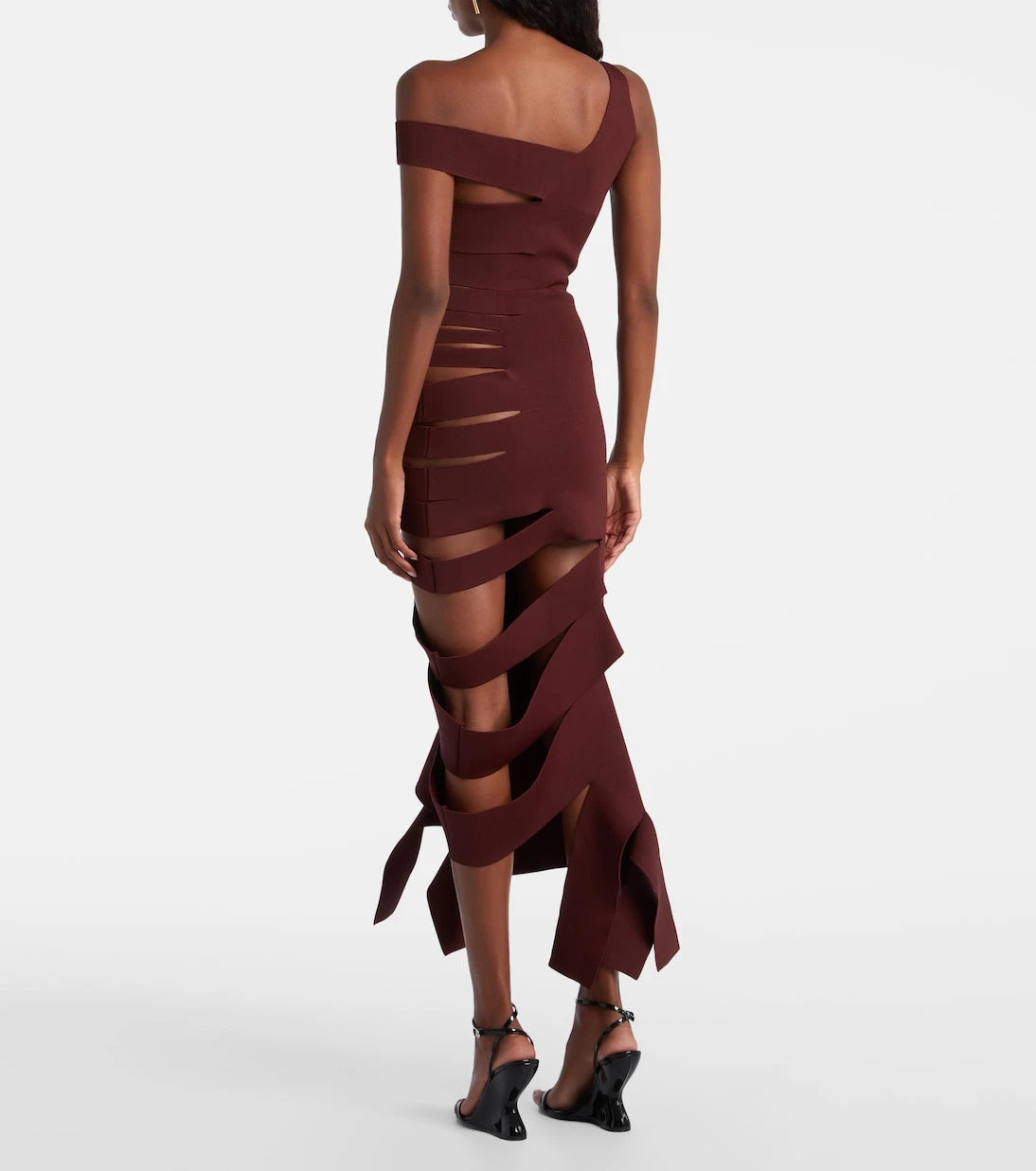 Mugler - فستان ميدي بقصّة غير متماثلة