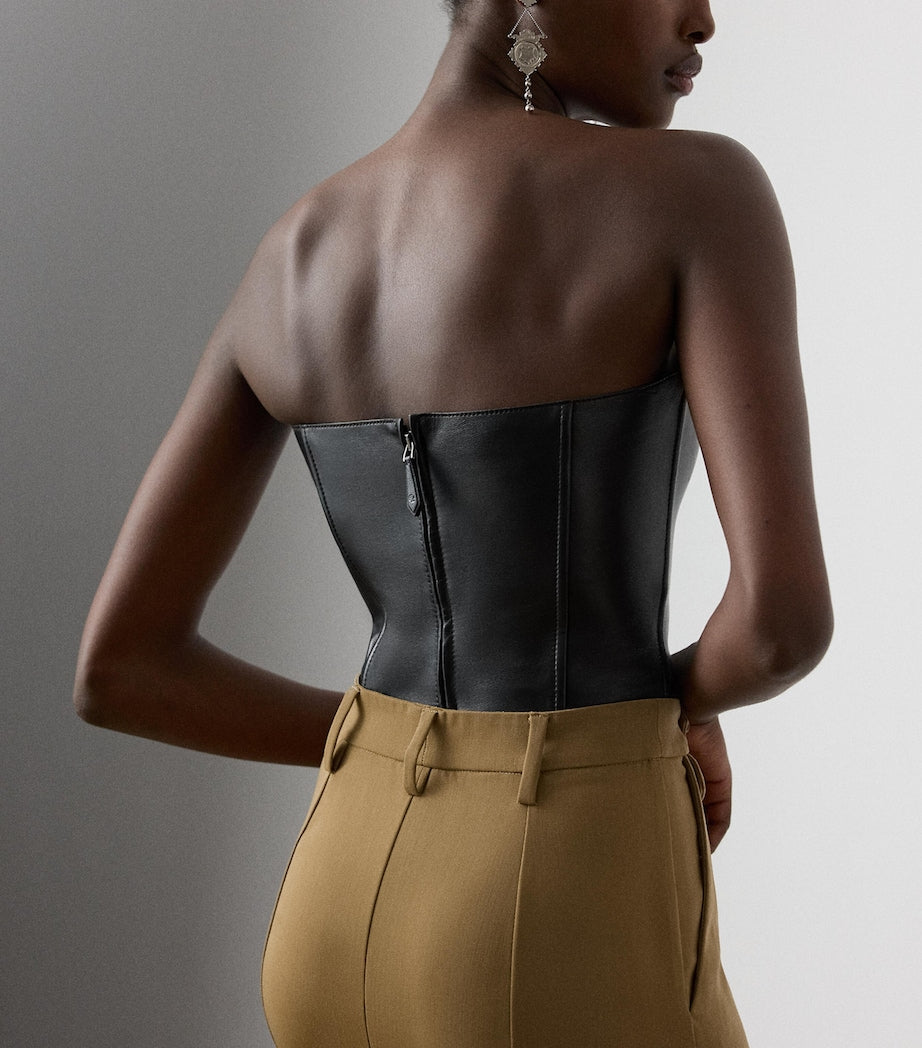 Ralph Lauren Collection Black Lambskin Gwyneth Bustier