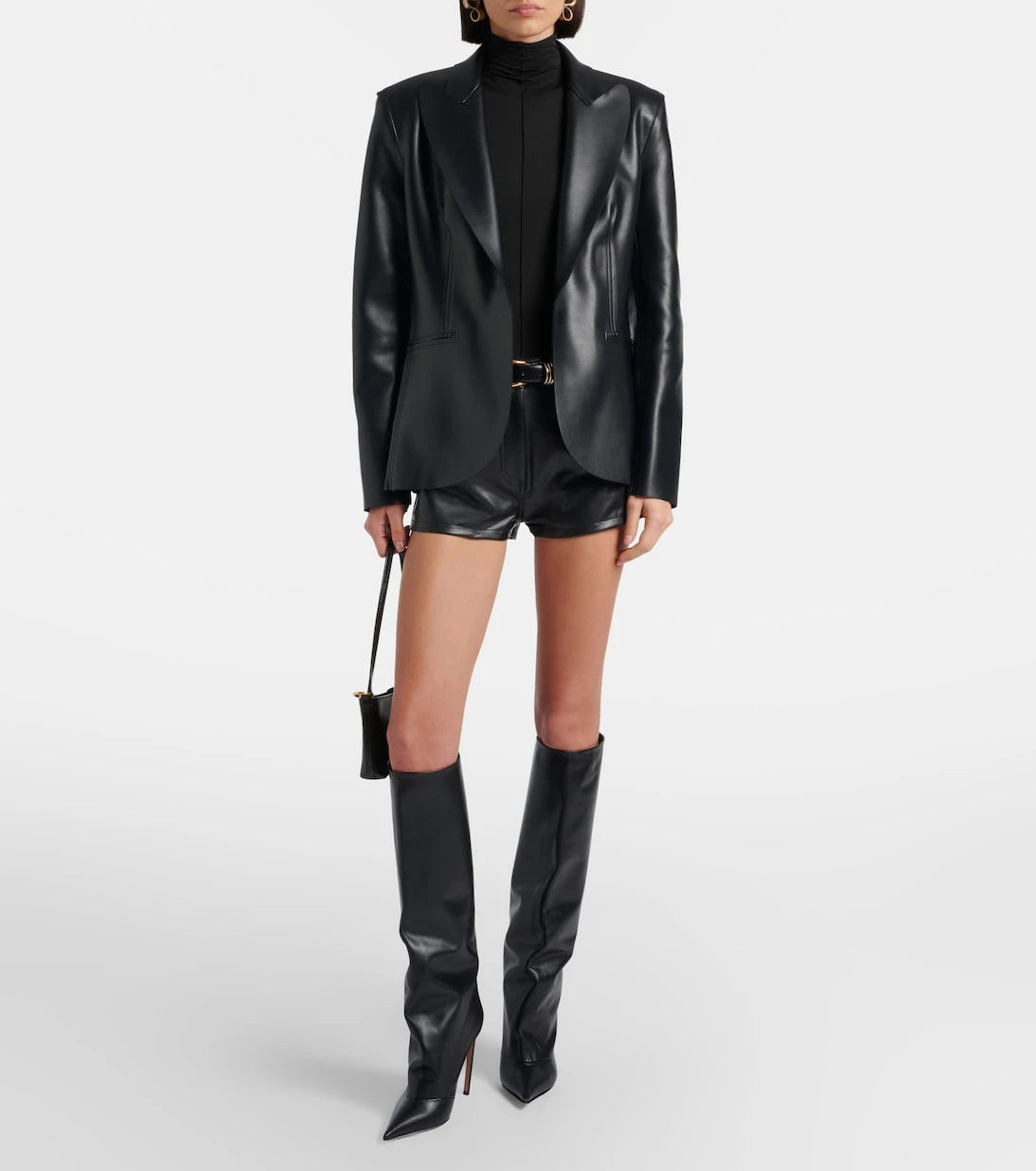 Norma Kamali - High-rise faux leather shorts
