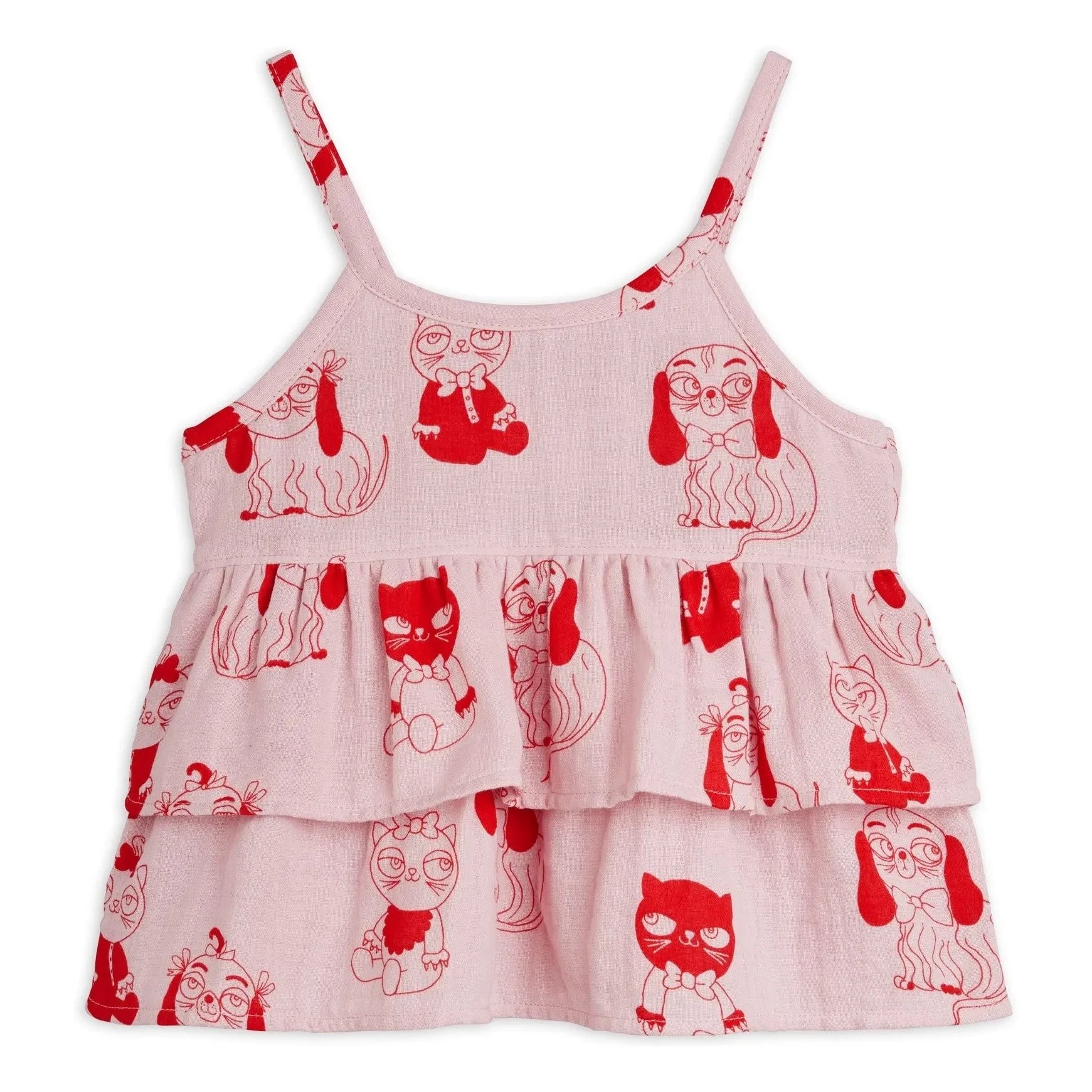Mini Rodini - Organic Cotton Animal Ruffle Top | Pink