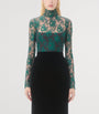 Valentino Green Lace Floral Top