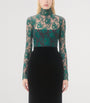 Valentino Green Lace Floral Top