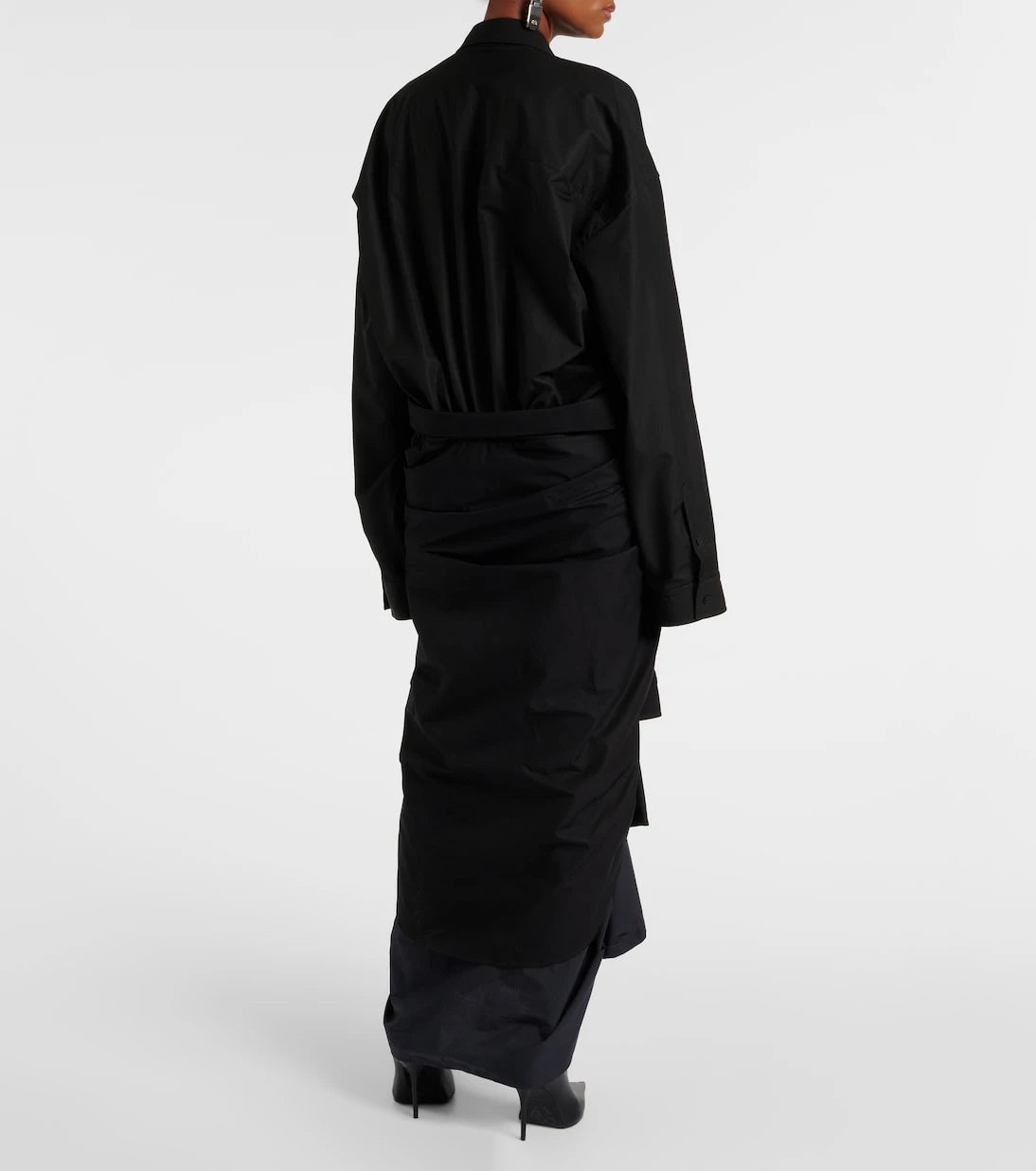 Balenciaga - Gathered tie-front cotton shirt dress