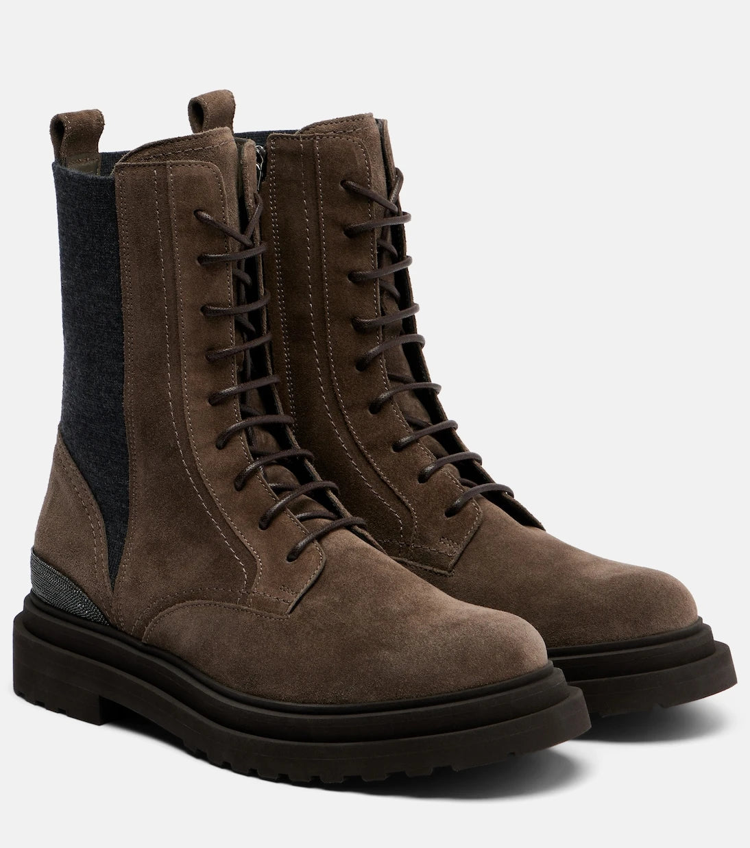 Brunello Cucinelli - Monili suede lace-up boots