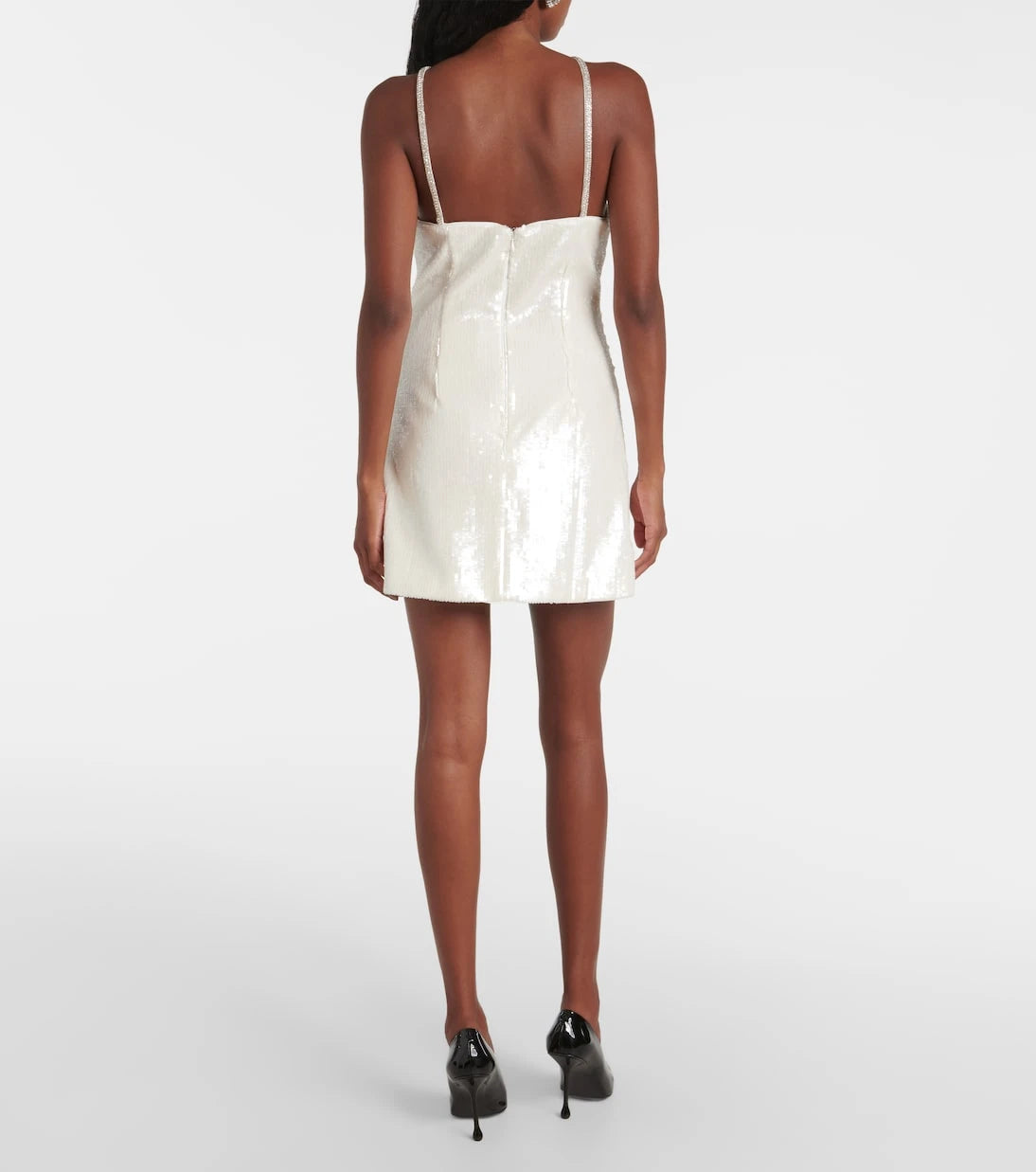 Self-Portrait - Bow-detail sequined minidress