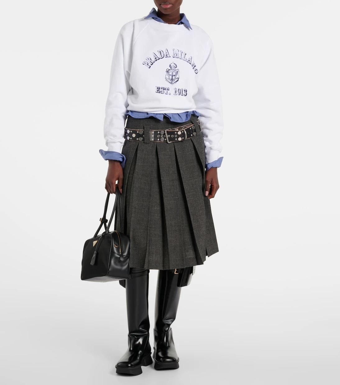 Prada - Leather knee-high boots