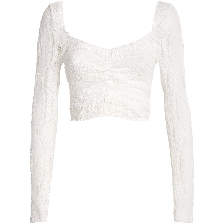 Charo Ruiz Ibiza White Knitted Briny Crop Top