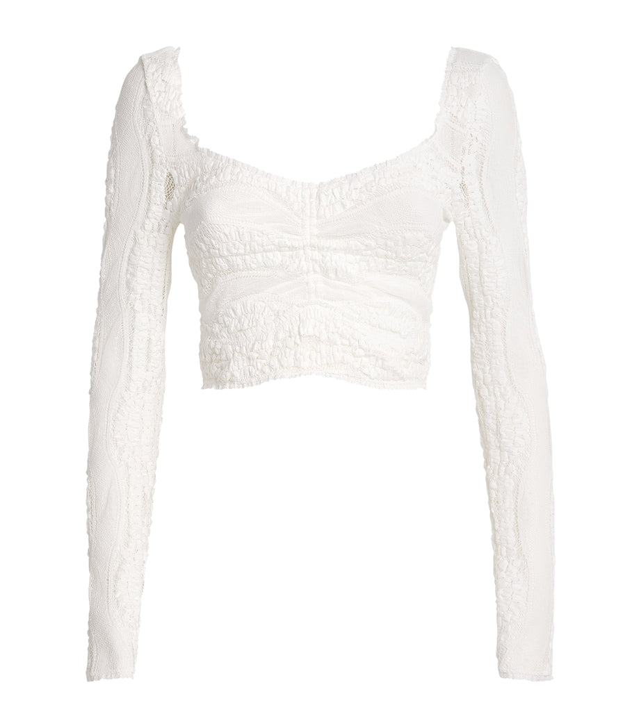 Charo Ruiz Ibiza White Knitted Briny Crop Top