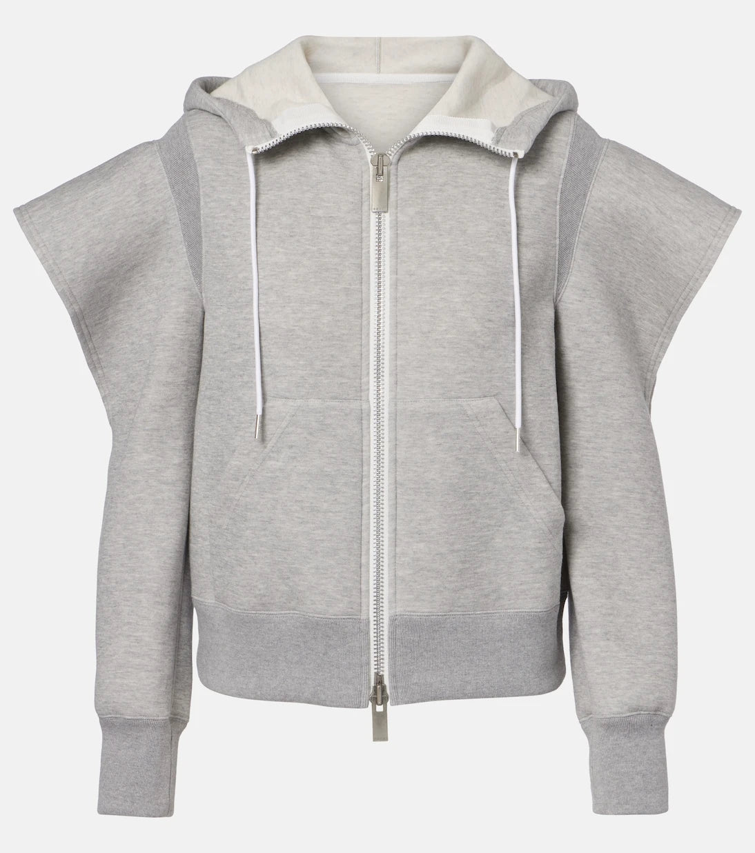 Sacai - Cutout cotton-blend fleece hoodie
