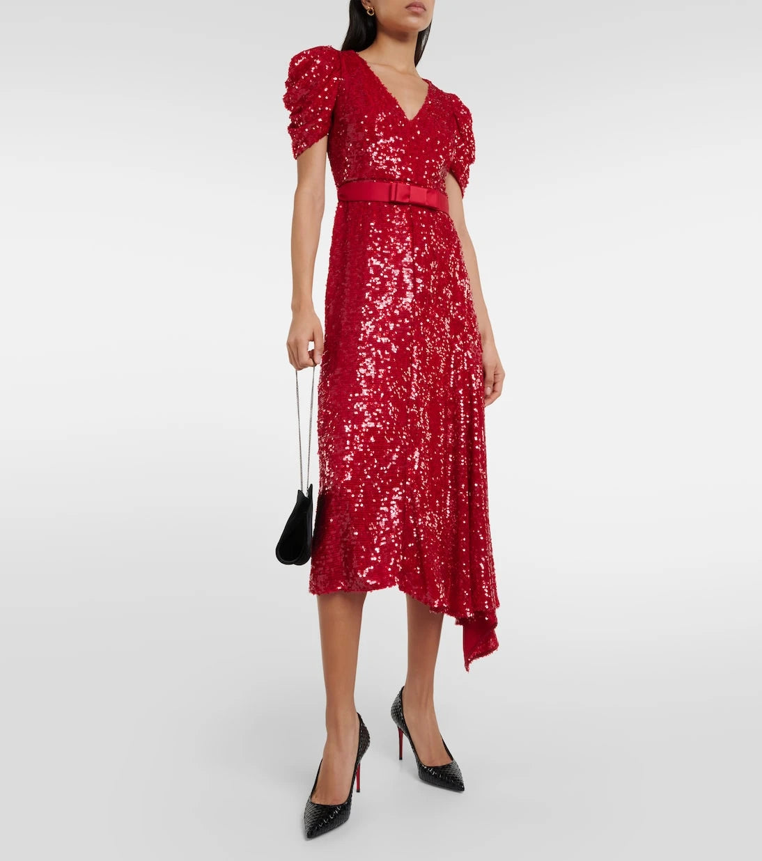 Erdem - Asymmetric sequined midi dress