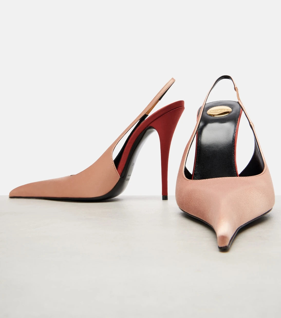 Saint Laurent - Deroche 110 crêpe satin slingback pumps