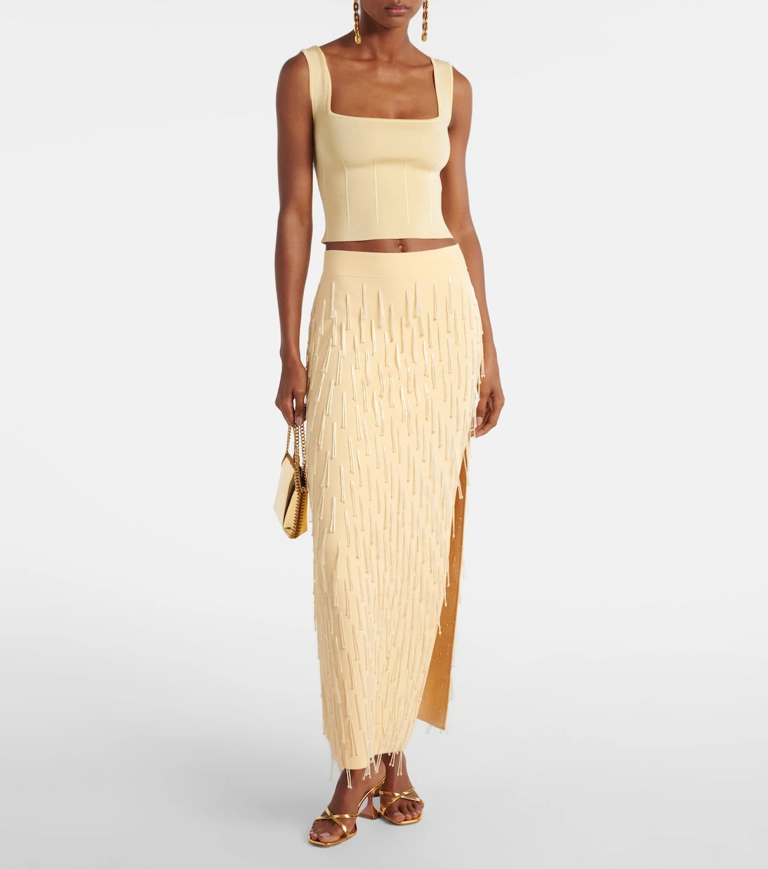 Galvan - Depois embellished jersey maxi skirt