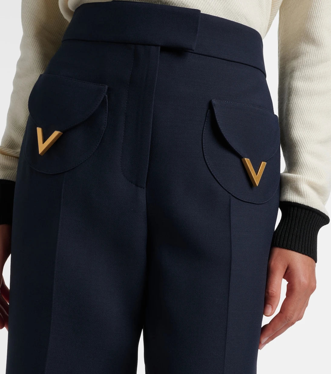 Valentino - VGold Crepe Couture wide-leg pants