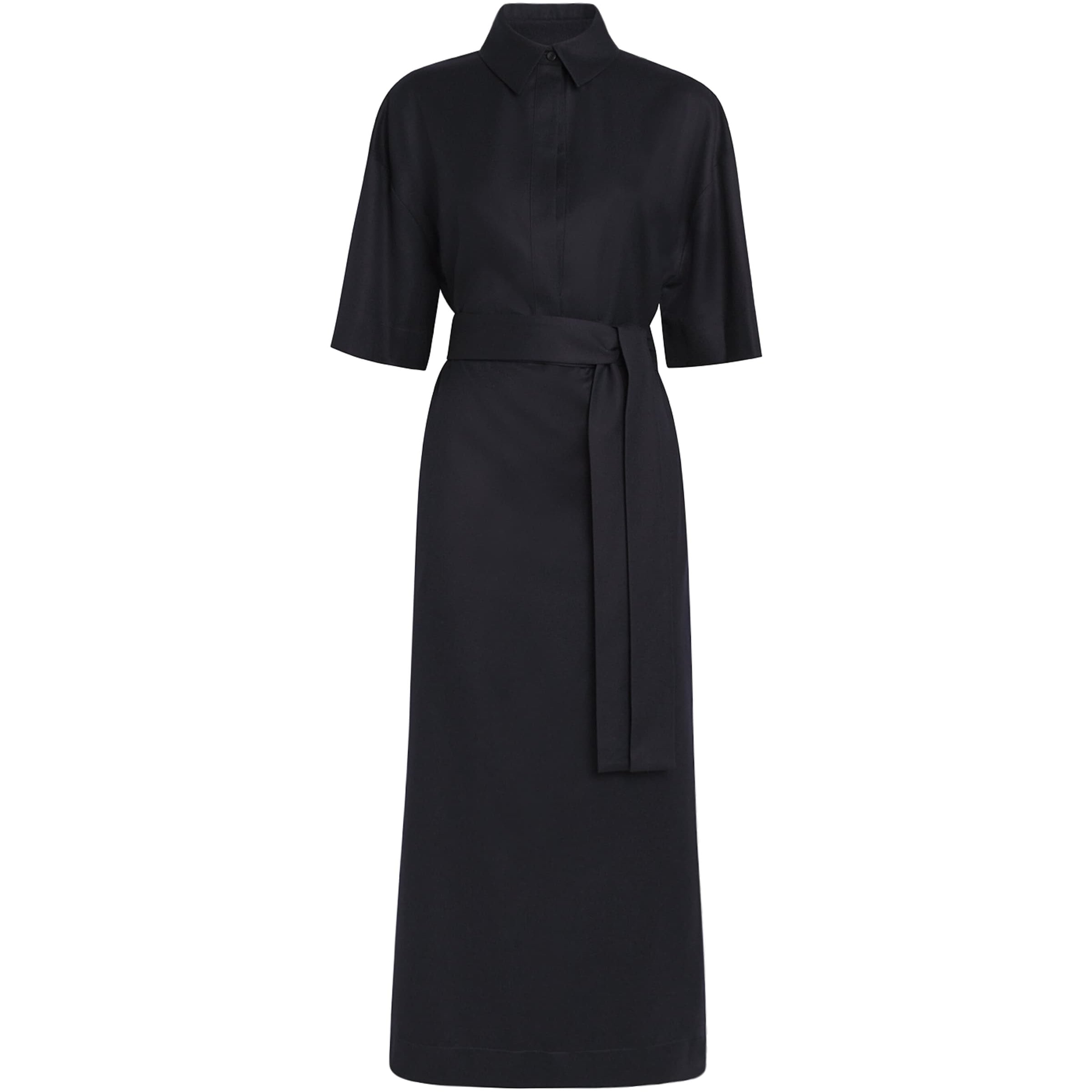 SASUPHI Navy Wool Francesca Midi Shirt Dress